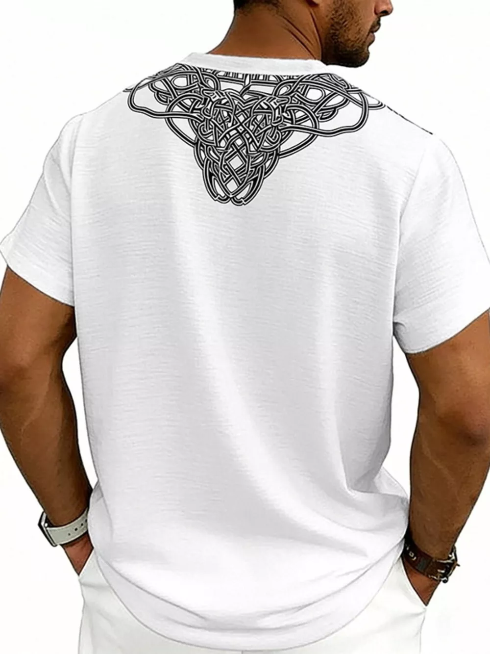 Men's Full Size Notched Printed Short Sleeve Blouse Plus Size, image 20