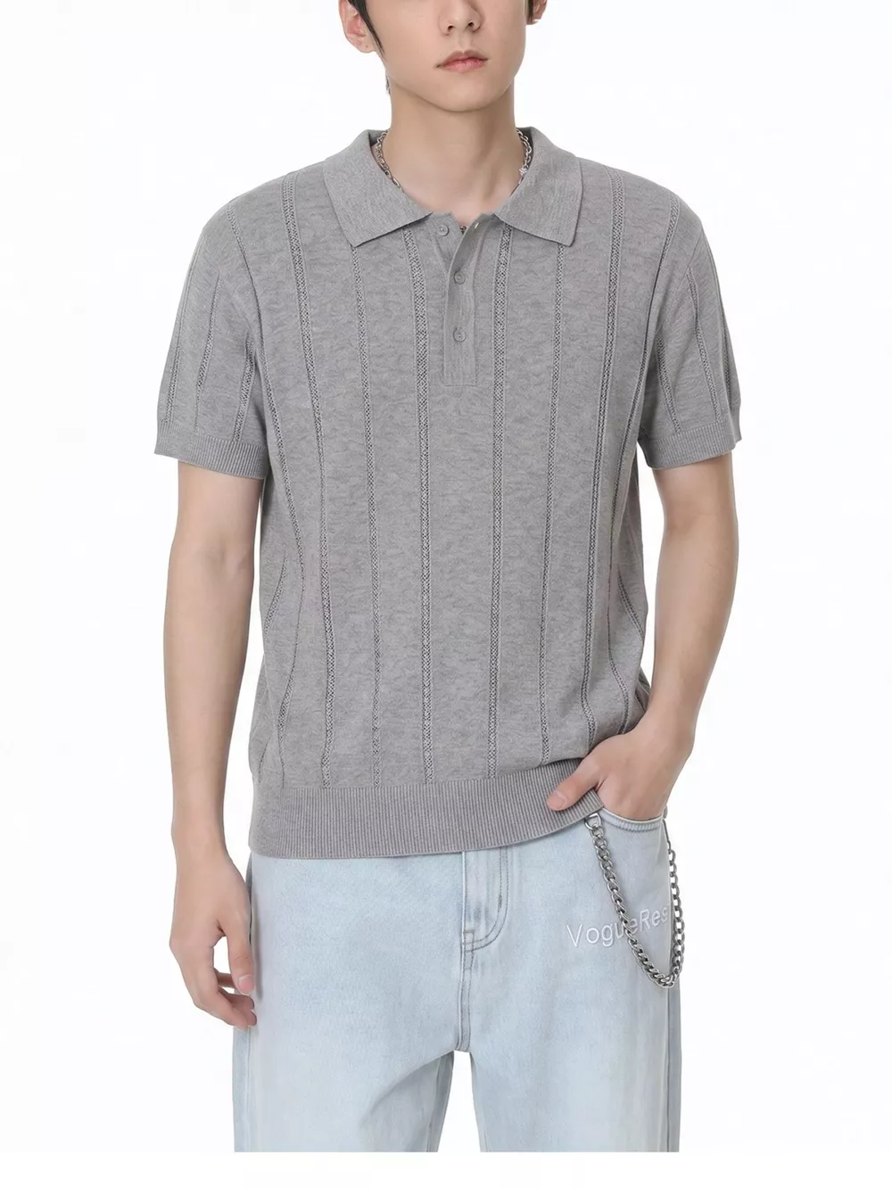Men's Button Detail Short Sleeve Polo, image 10