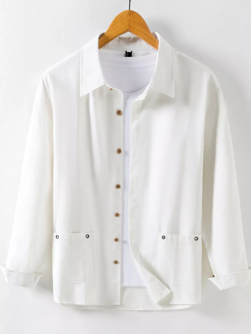 Men's Casual Solid Color Long Sleeve Shirt, image 3