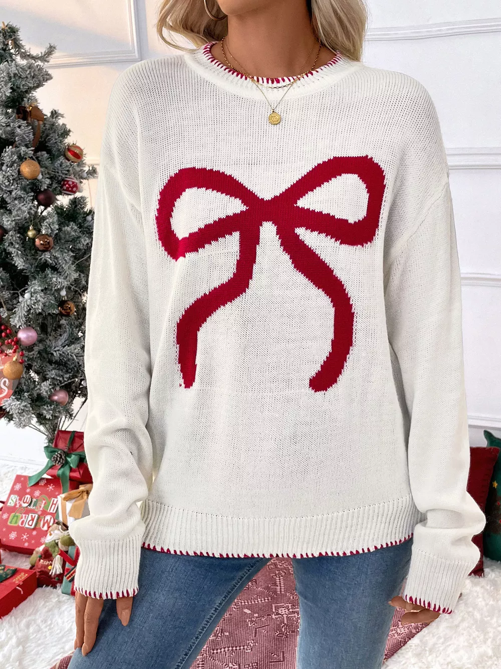 Bow Round Neck Sweater, image 2