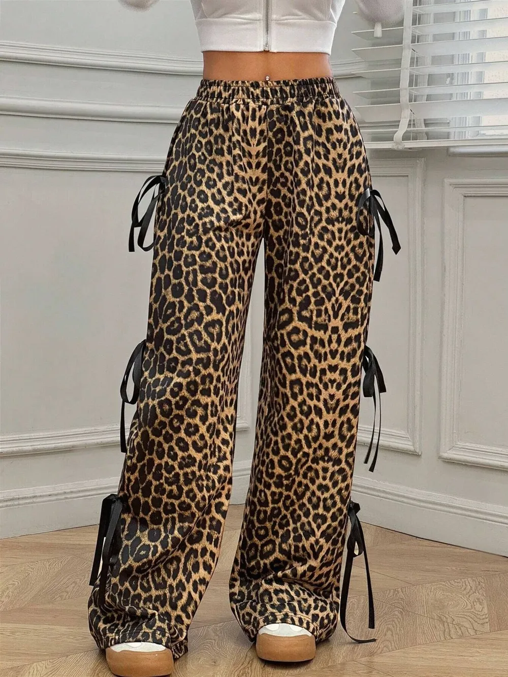 Cargo Wide Leg Pants with Side Tie Details, image 8