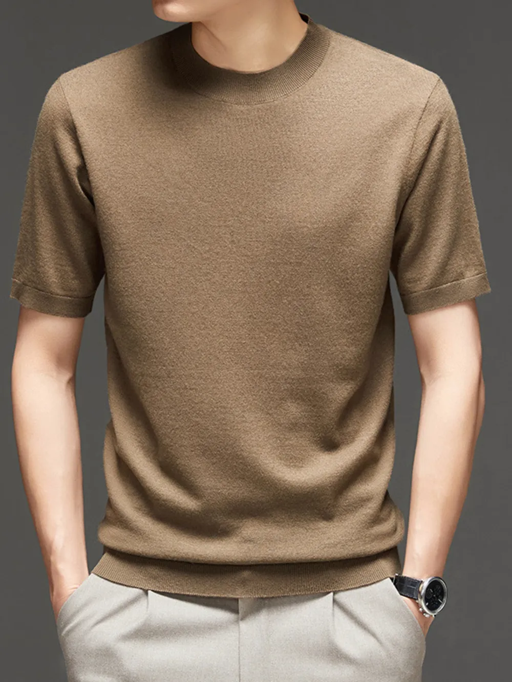 Men's Plus Size Round Neck Short Sleeve Top, image 4