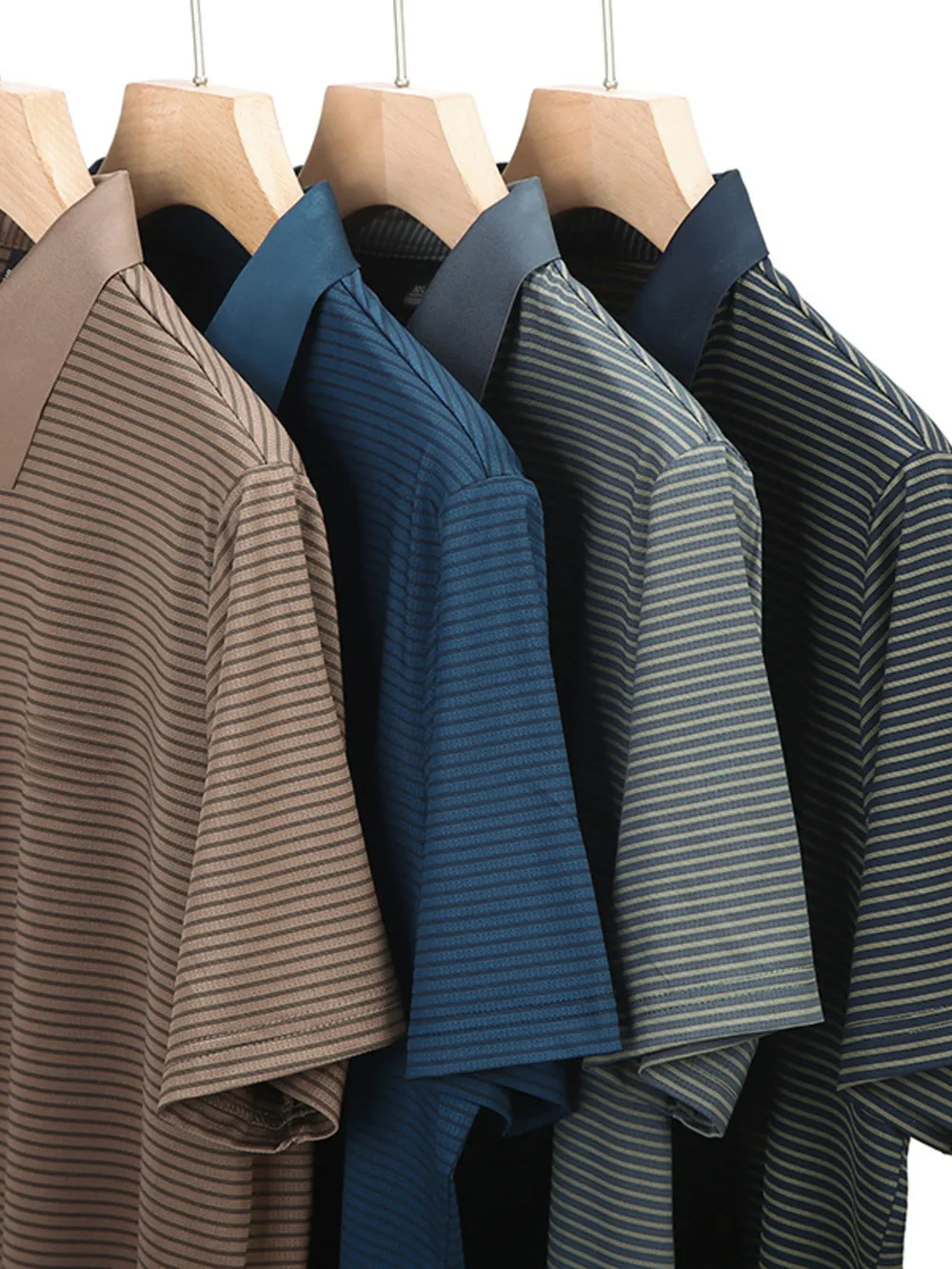 Men's Plus Size Classic Striped Business Casual Polo Shirt, image 5