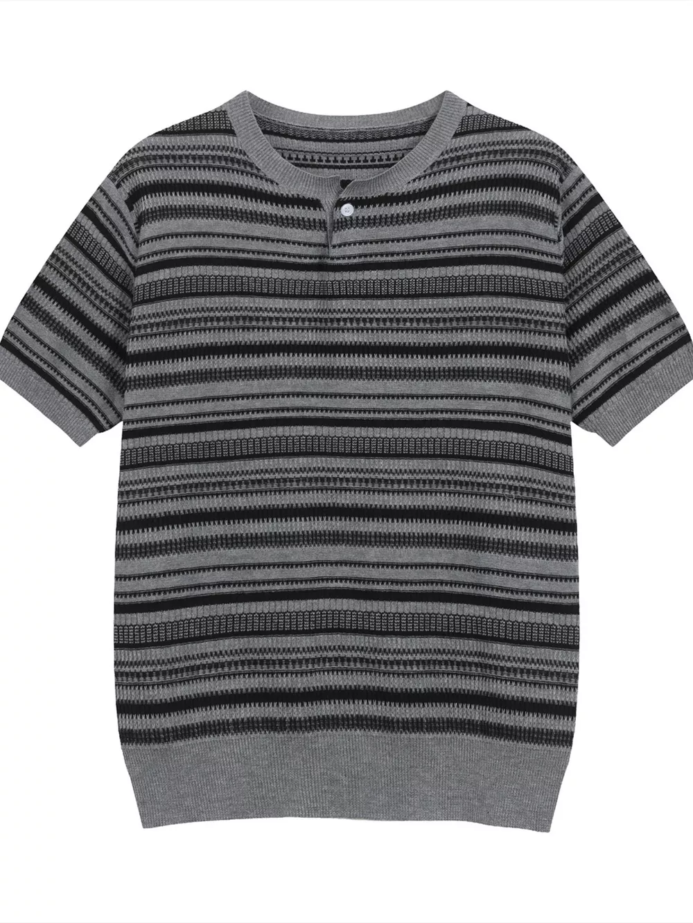 Men's Striped Knit Henley T-Shirt, image 3