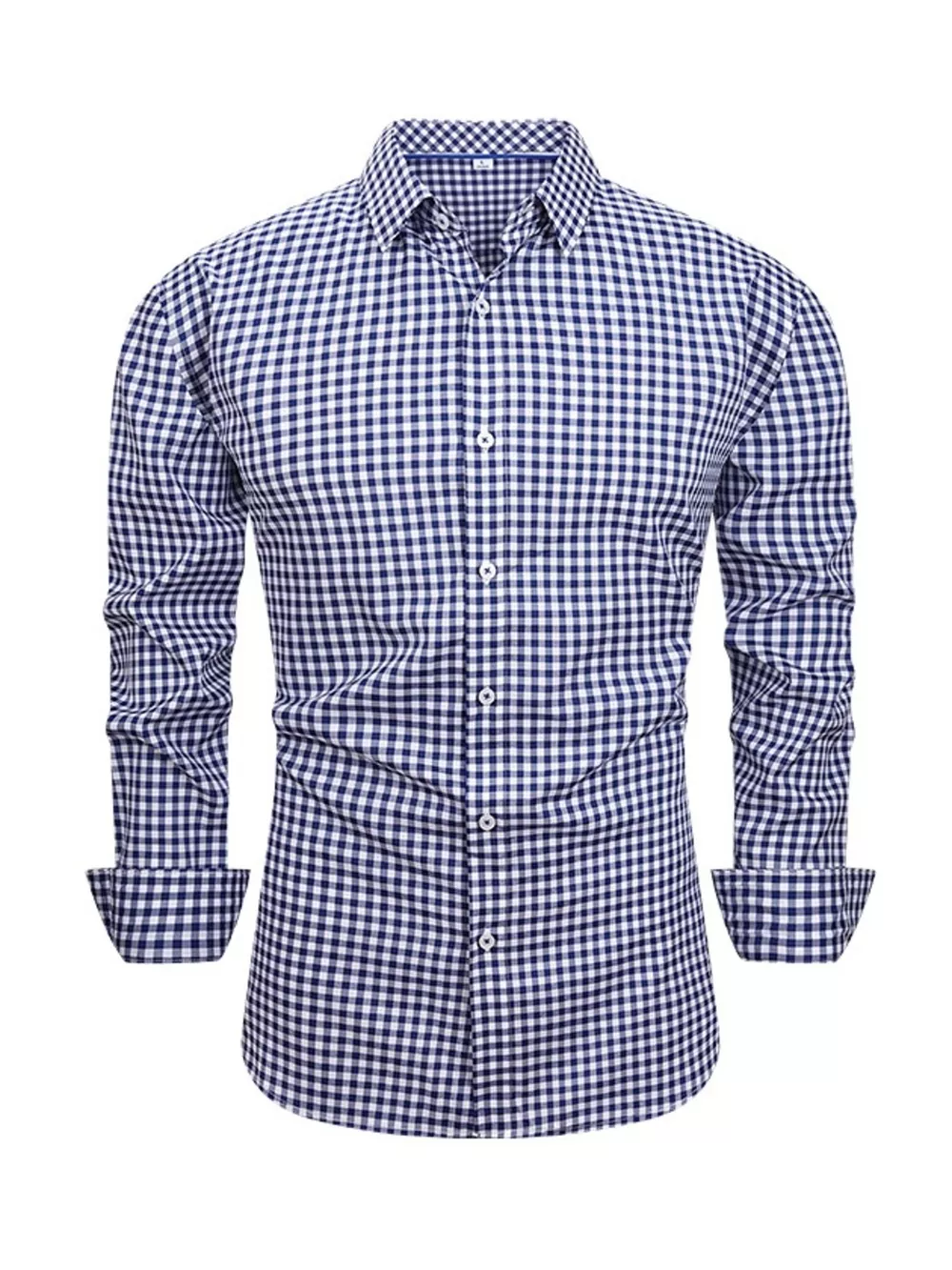 Men's Full Size Classic Fit Long Sleeve Gingham Shirt Plus Size, image 3