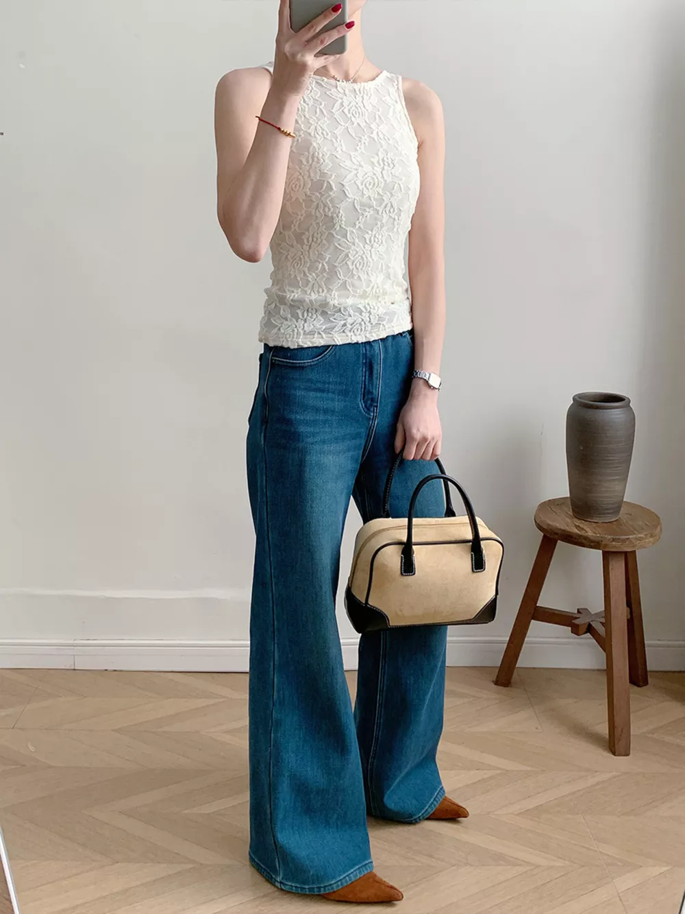 Lace Round Neck Long Sleeve Top, image 34