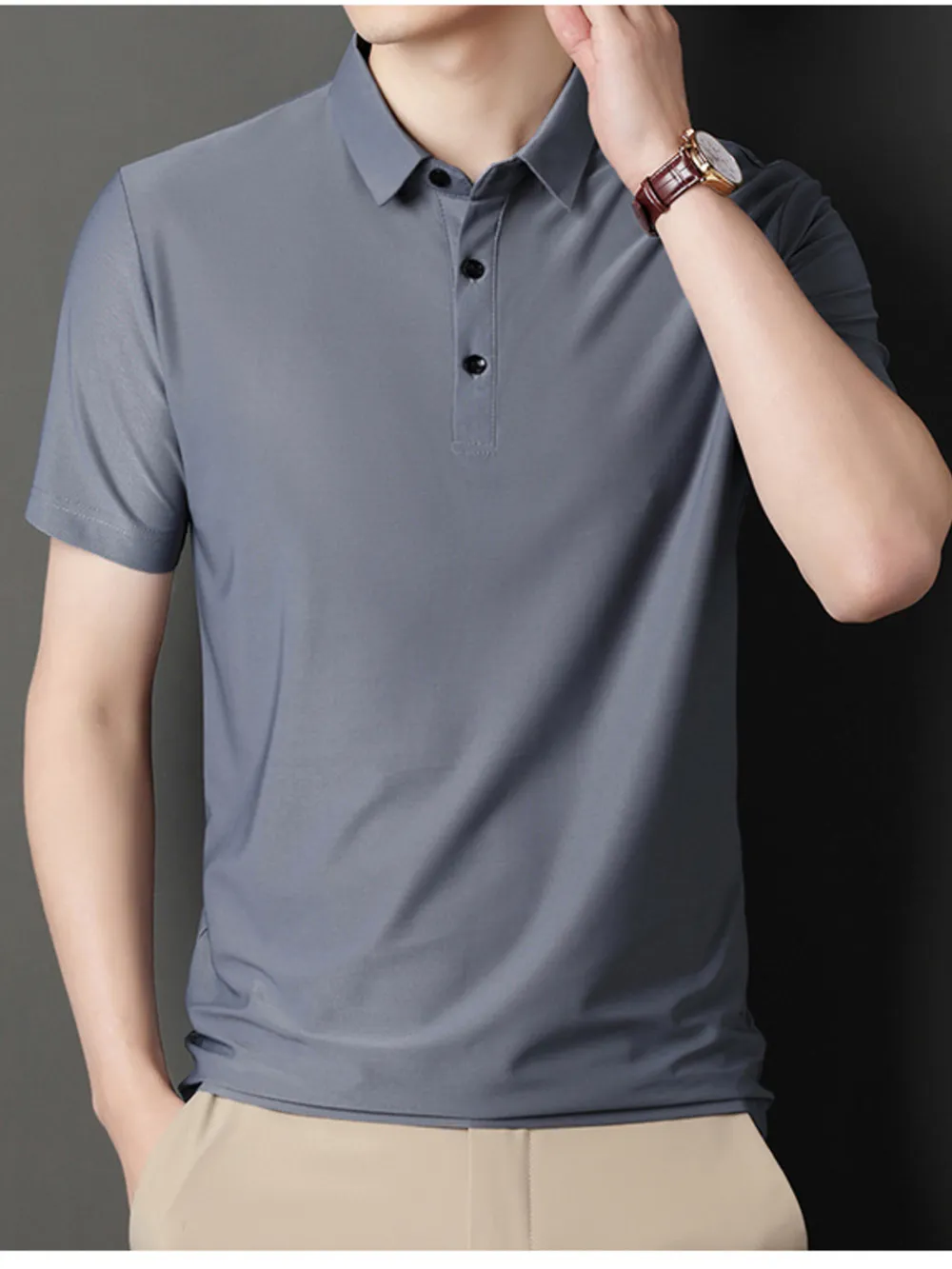 Men's Button Detail Short Sleeve Polo, image 6