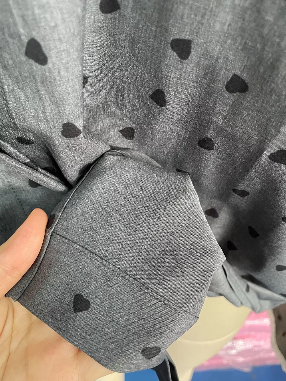 Heart Print Button Up Flounce Sleeve Shirt, image 9