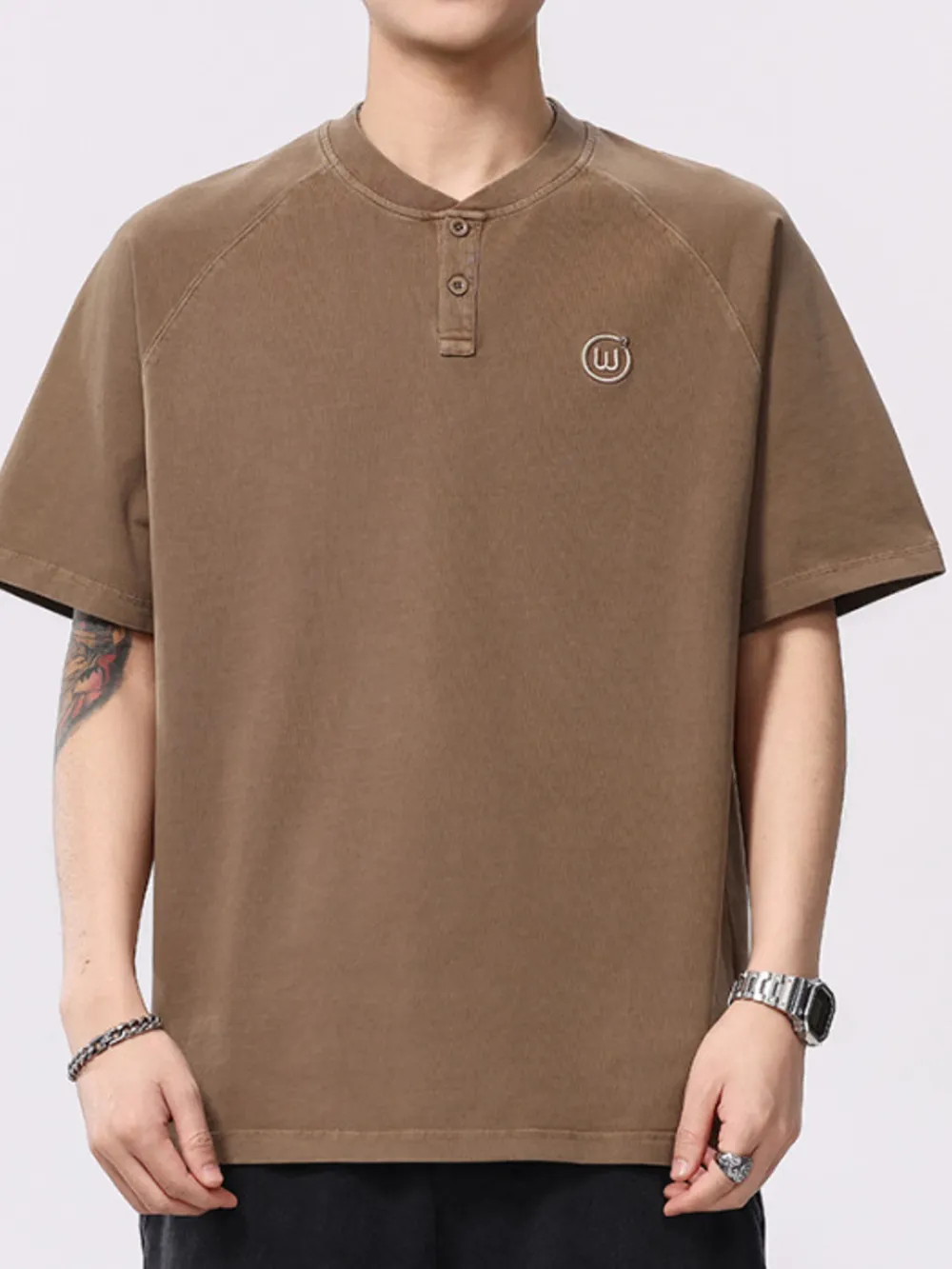 Men's Plus Size Button Detail Short Sleeve T-Shirt, image 3