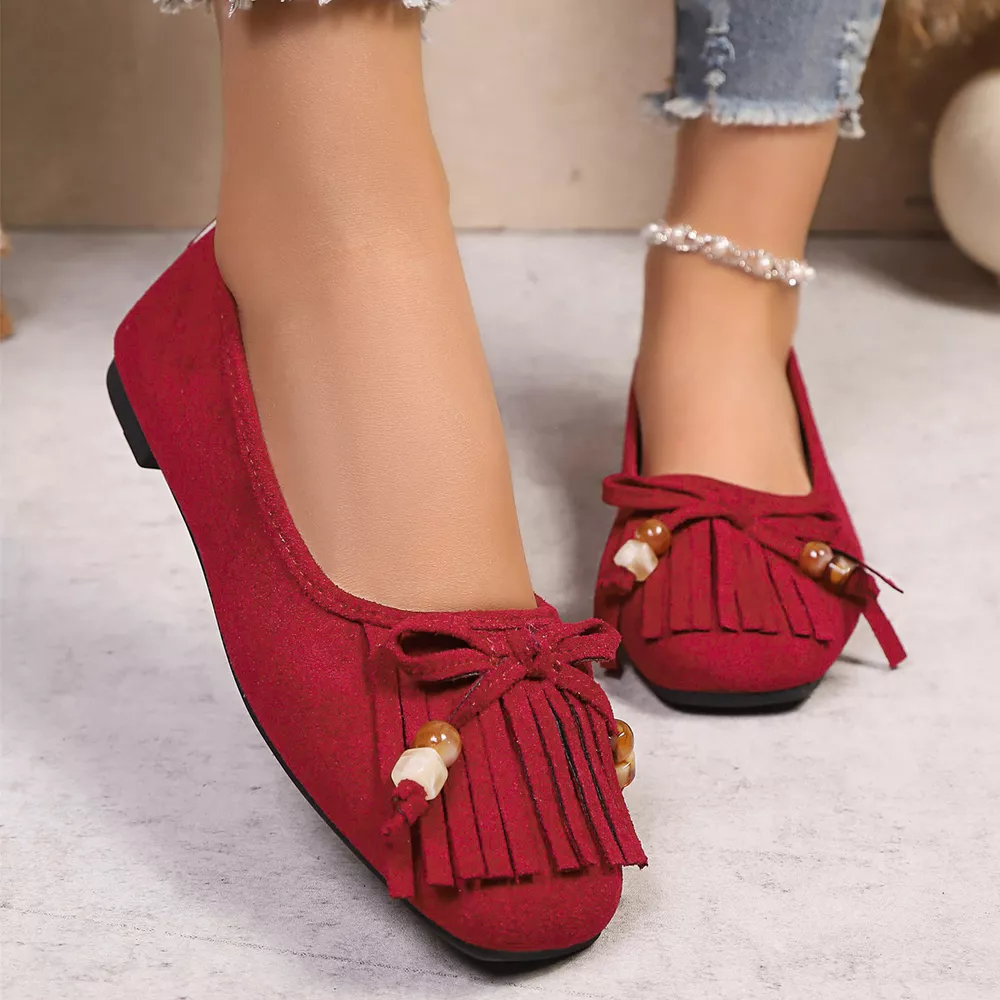 Suede Fringe Slip-Ons, image 10