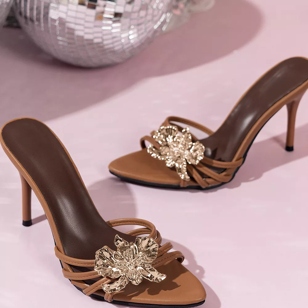 Floral Embellished High Heel Sandals, image 9