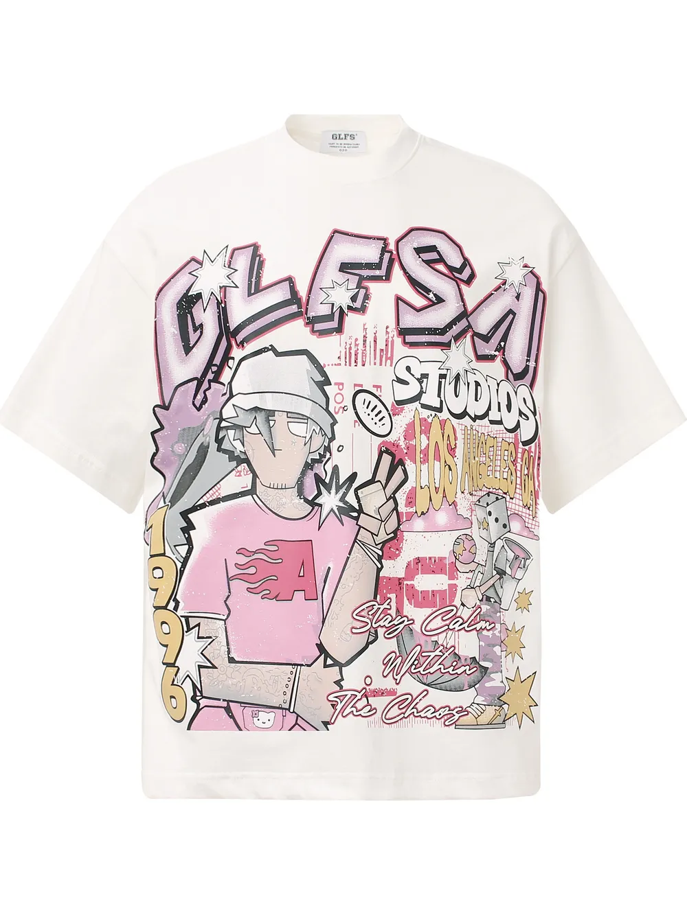 Men's Washed Anime Graphic Oversized T-Shirt, image 3
