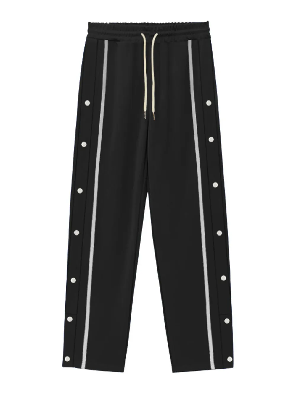 Men's Full Size Snap-Button Pants with Side Stripe Detail Plus Size