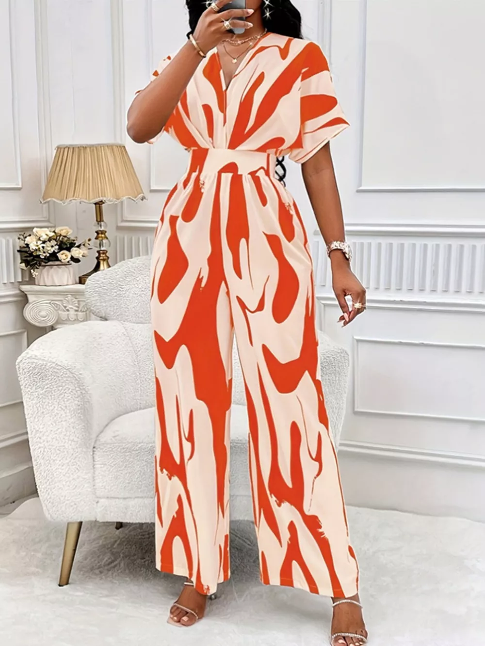 Abstract Print Wide-Leg Jumpsuit, image 13
