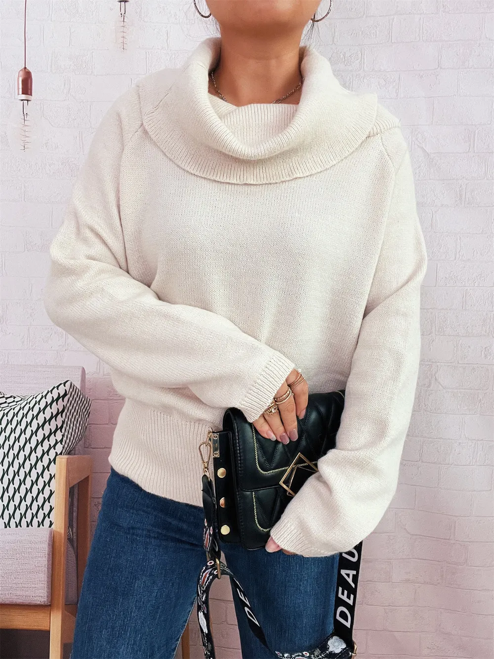 Striped Turtleneck Long Sleeve Sweater, image 11