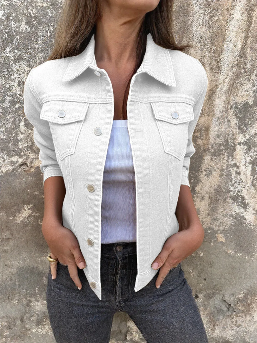 Button Front Closure Denim Jacket, image 7