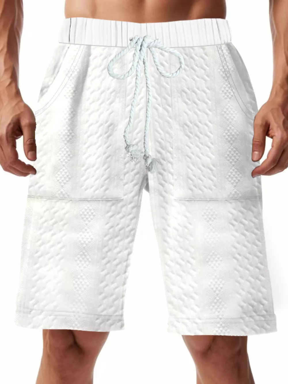 Men's Full Size Texture Drawstring Shorts Plus Size, image 7