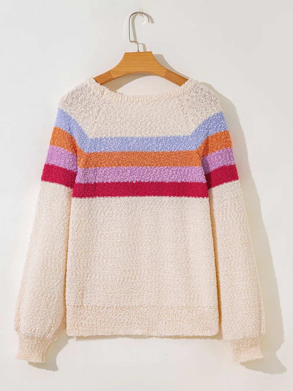 Striped Color Block Loose Sleeve Sweater, image 3
