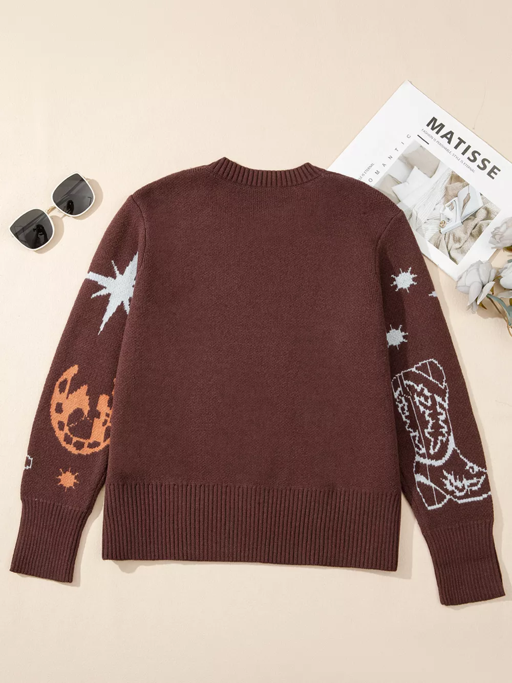 Cowgirl Round Neck Casual Sweater, image 2