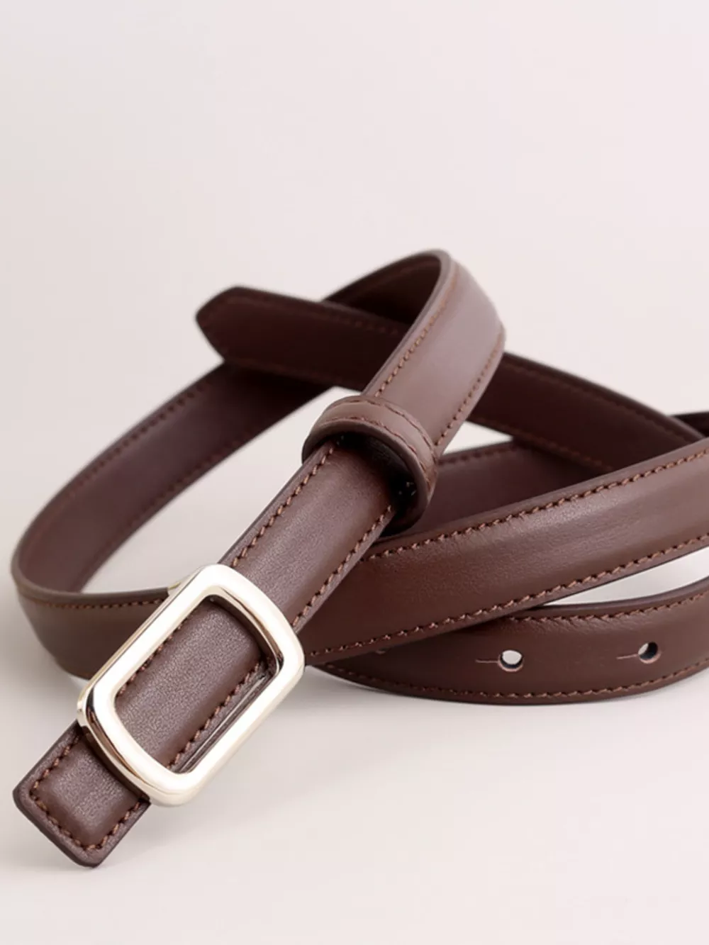 Leather Skinny Belt with Buckle, image 6