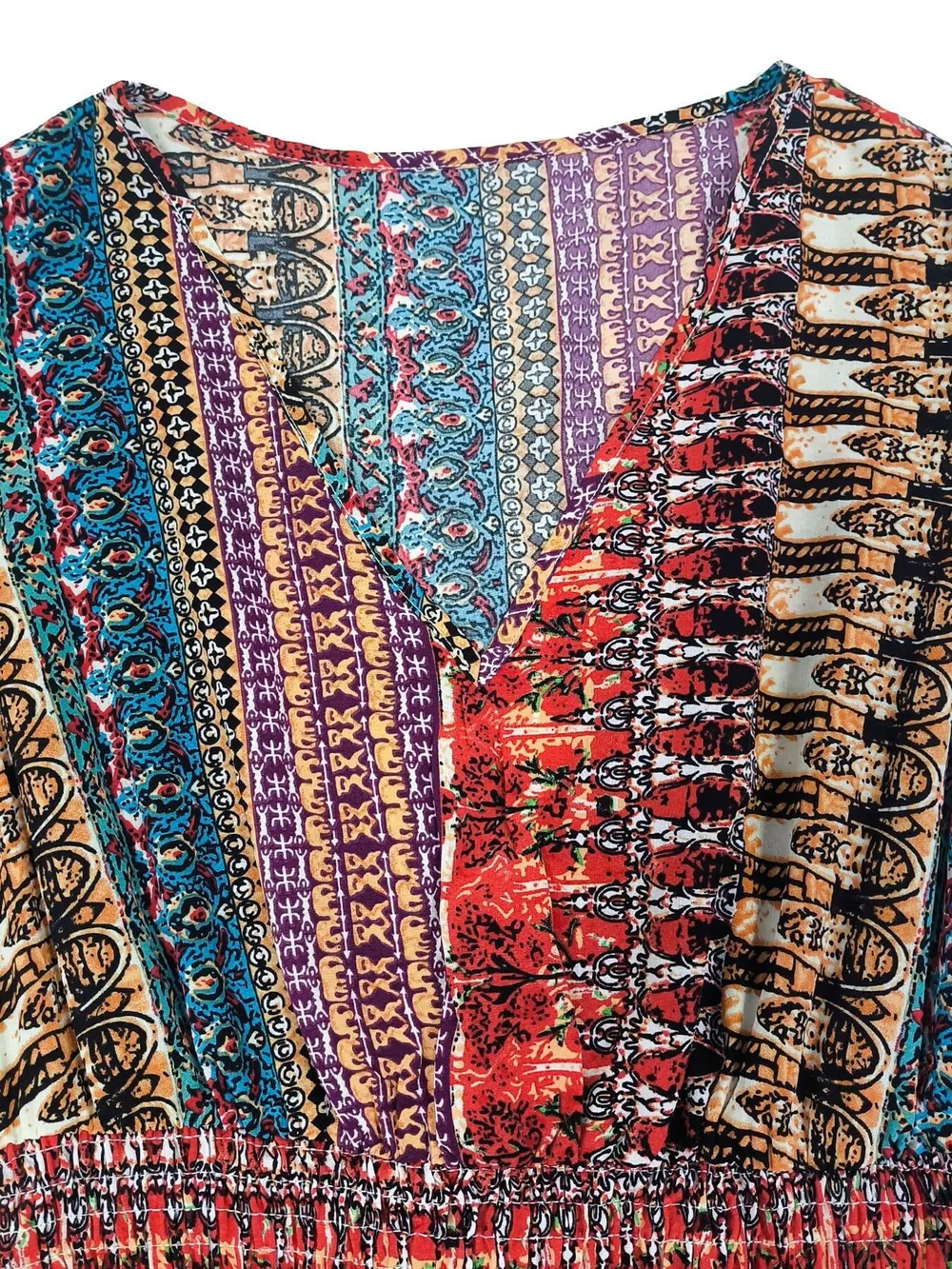 Boho Print Ruffle Sleeve Slit Dress, image 8