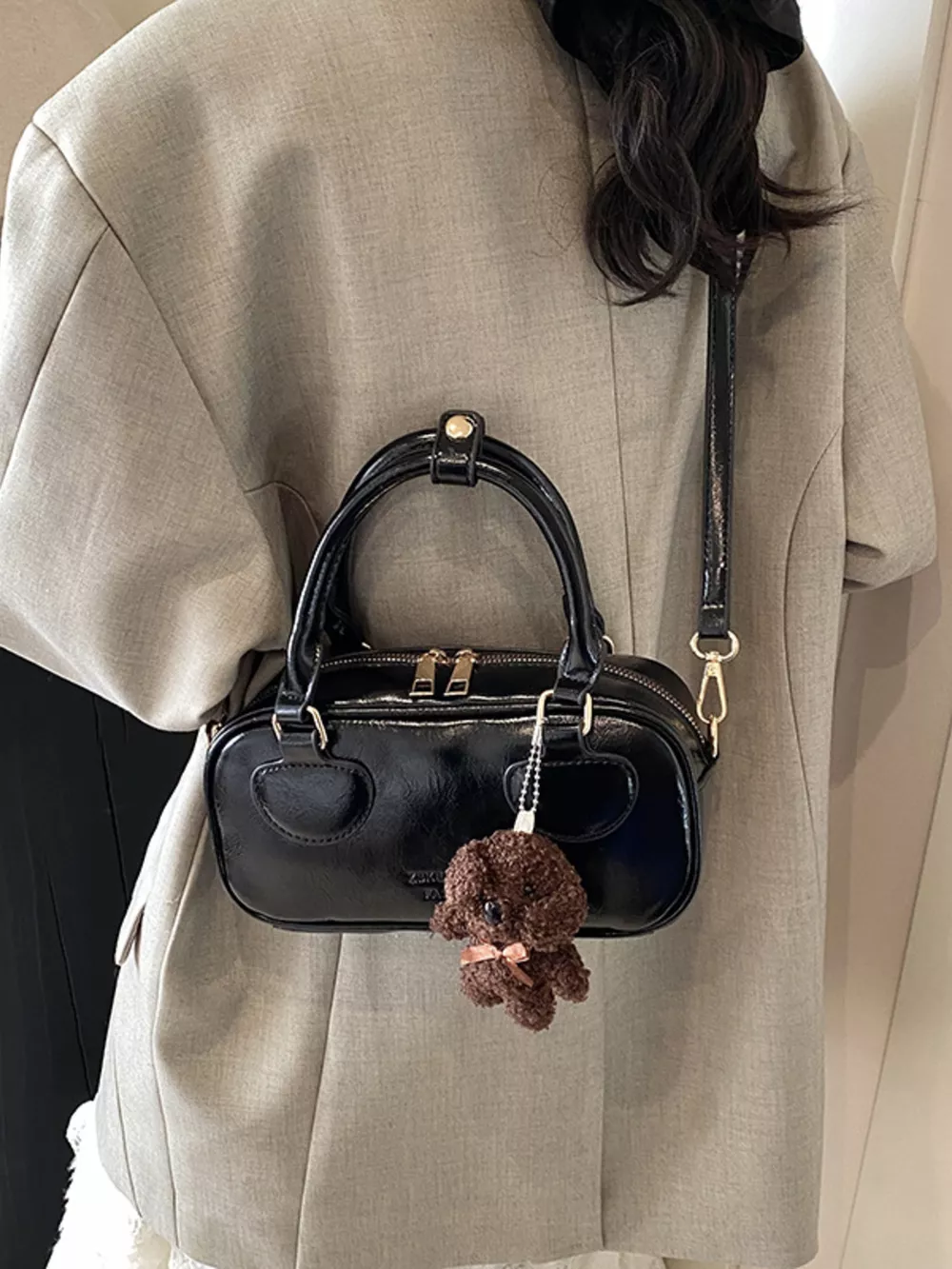 Vintage Style Crossbody Bag with Charm