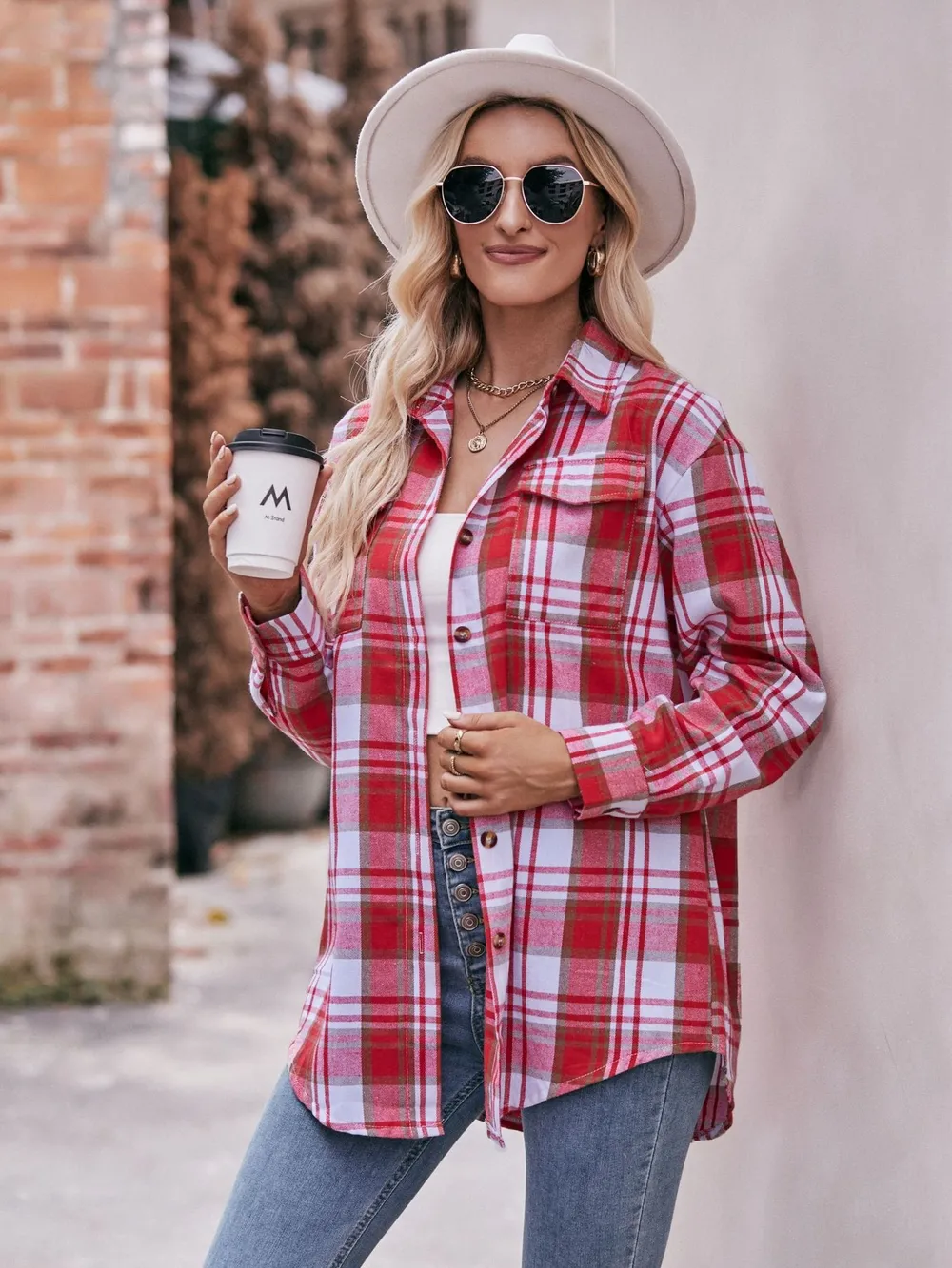 Plaid Button-Down Long Sleeve Shirt, image 5