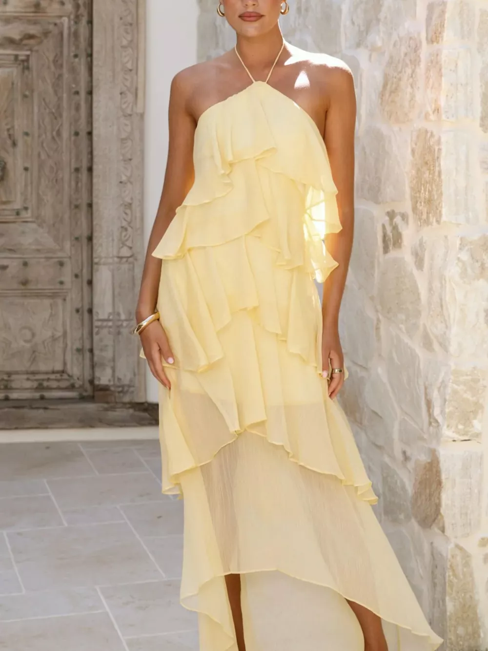 Layered Ruffled Halter Neck Dress, image 15