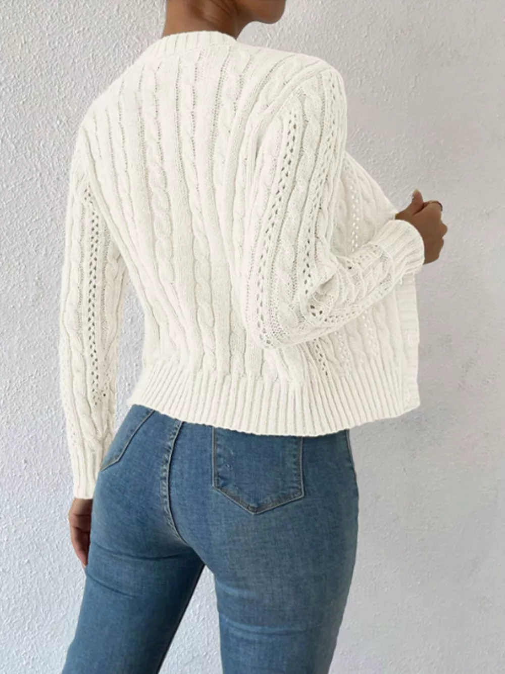 Cable Knit Button-Up Cardigan, image 7