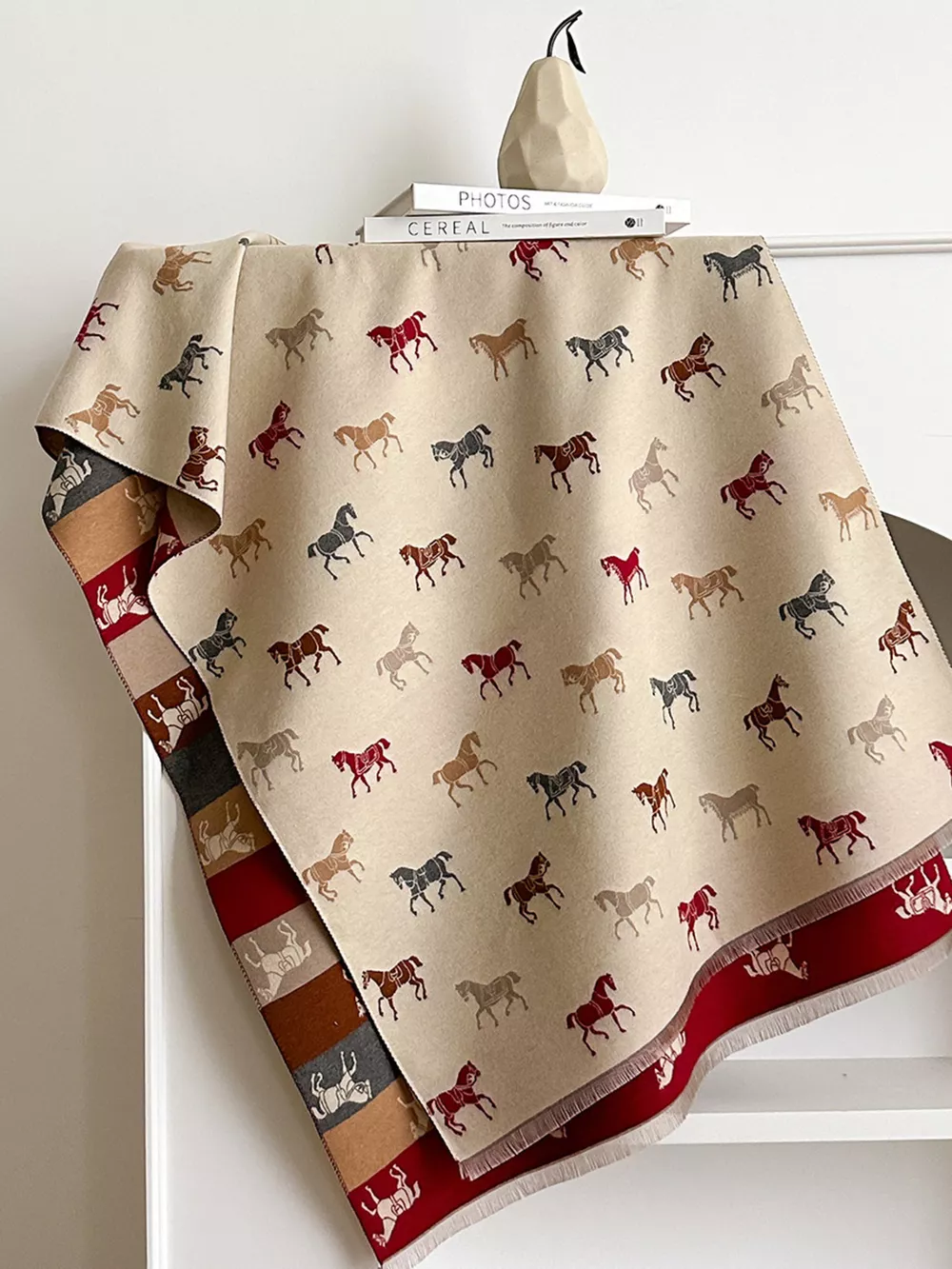 Horse Print Raw Hem Scarf, image 4