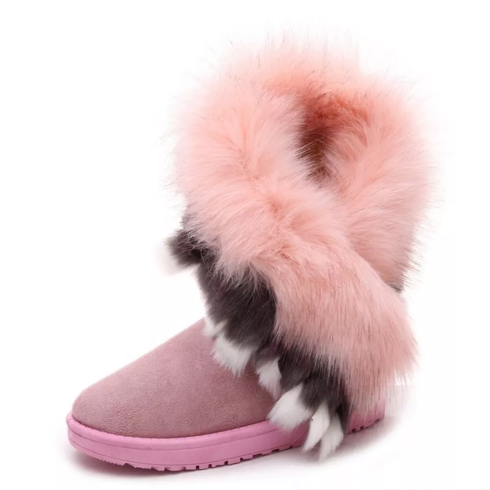 Fluffy Fur Cuff Round Toe Boots, image 6