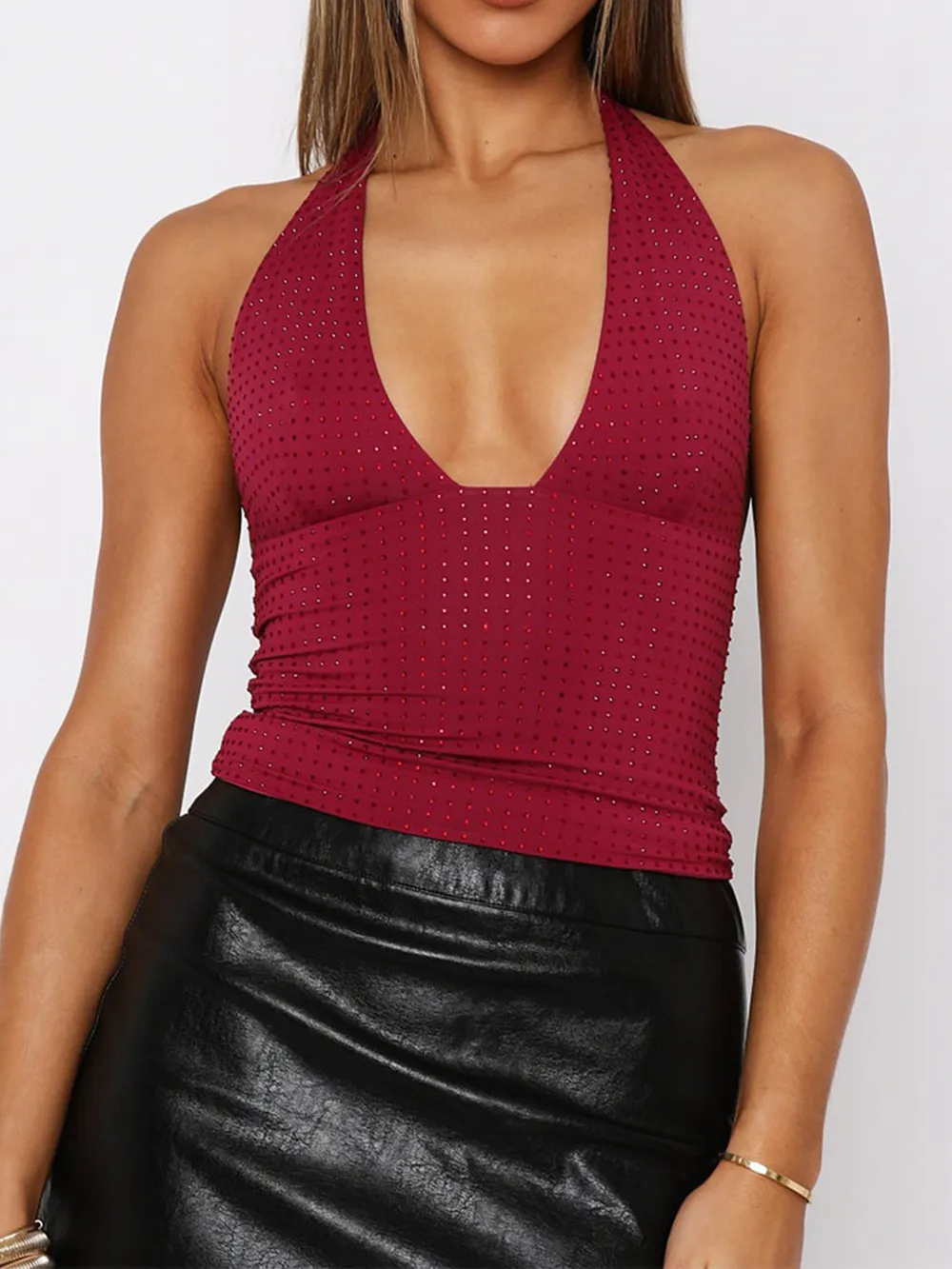 Sequin Halter Neck Cami, image 5
