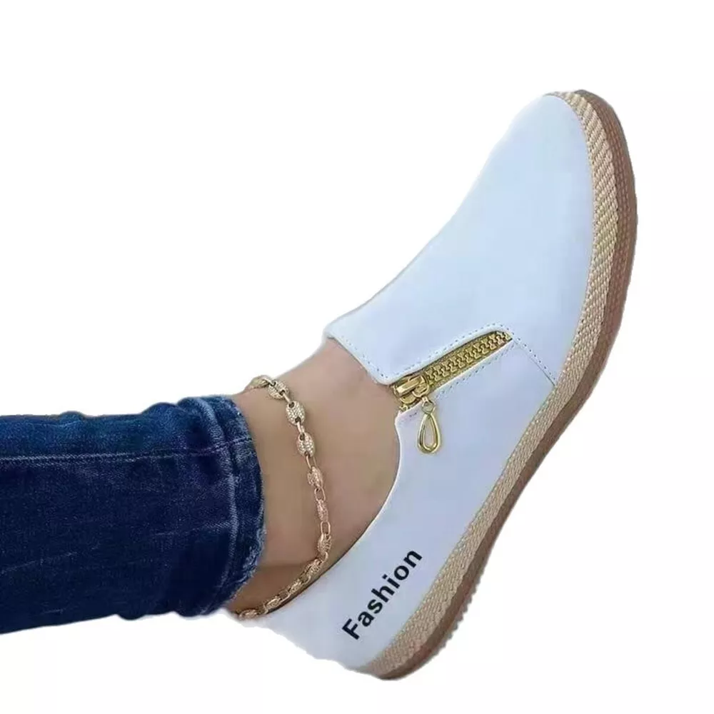 Zip Detail Round Toe Slip-Ons, image 3