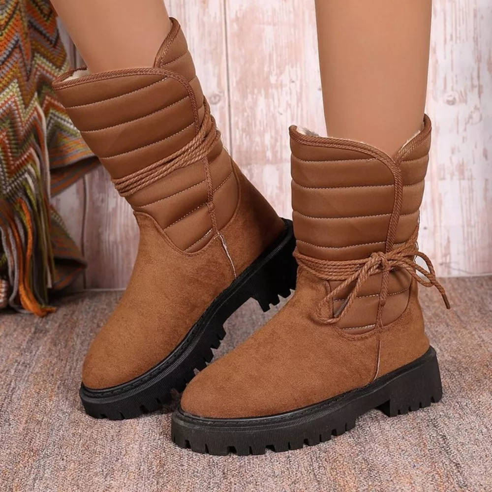 Quilted Lace-Up Mid-Calf Boots, image 7