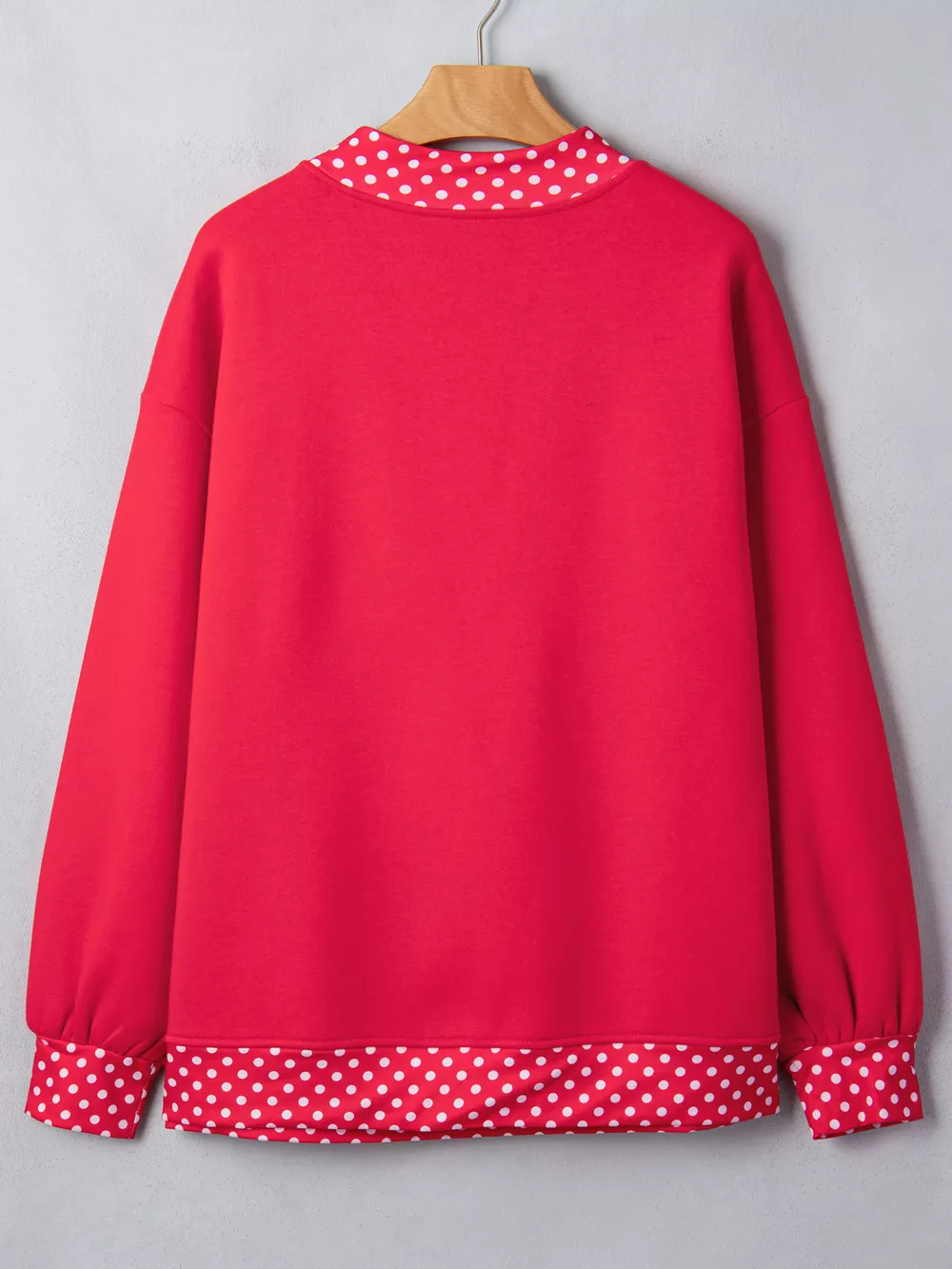 Polka Dot Trim Contrast Crew Neck Sweatshirt, image 7