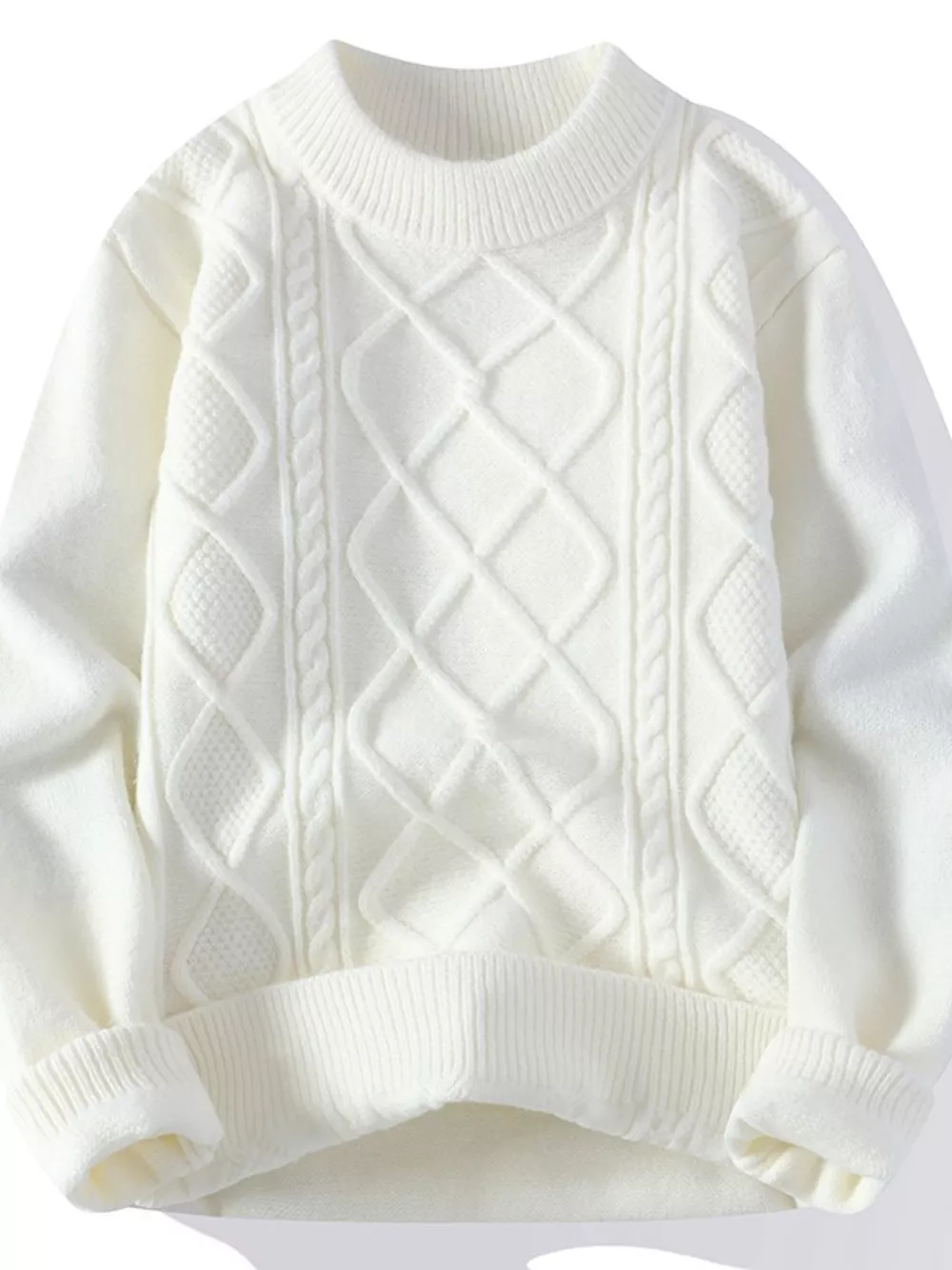 Men's Plus Size Cable-Knit Crewneck Sweater