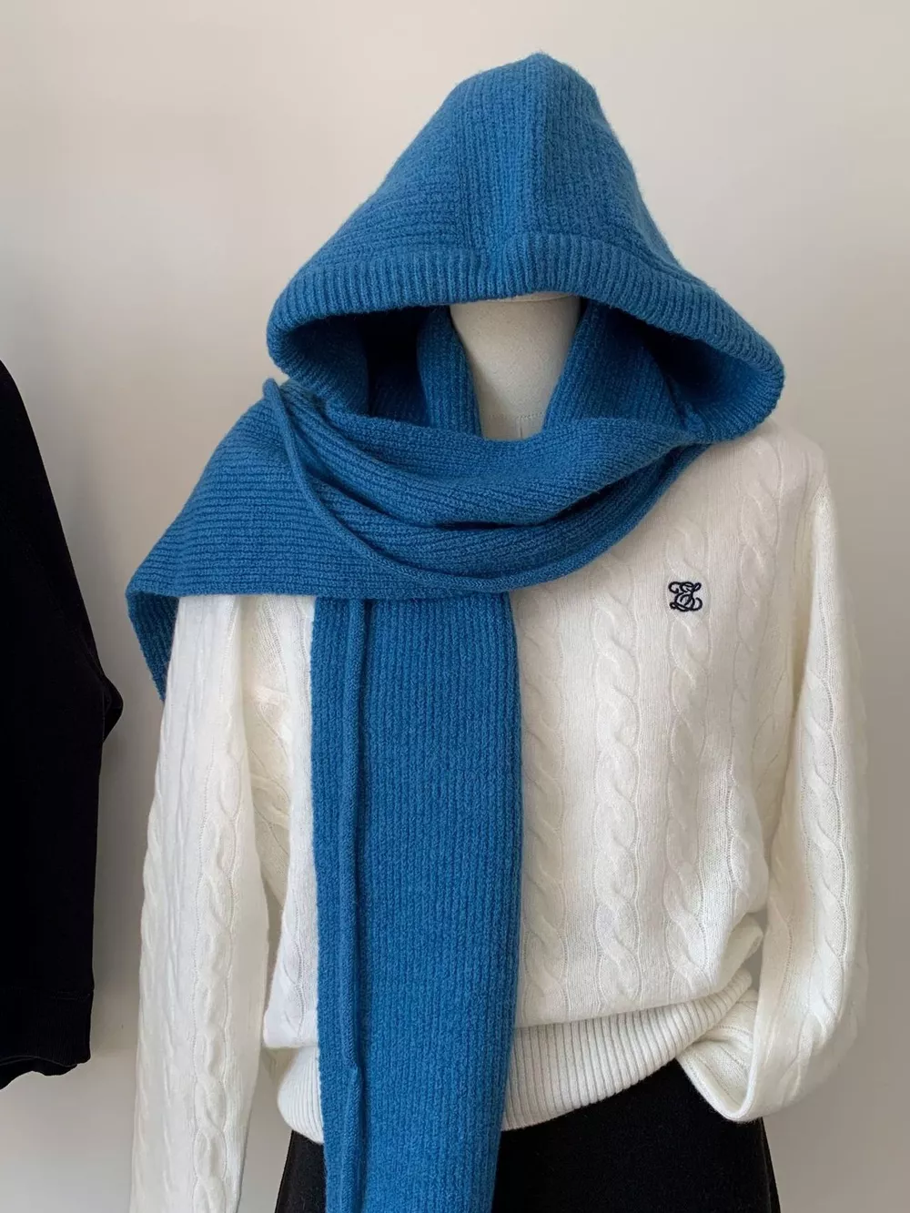 Knitted Solid Color Scarf Hat, image 3