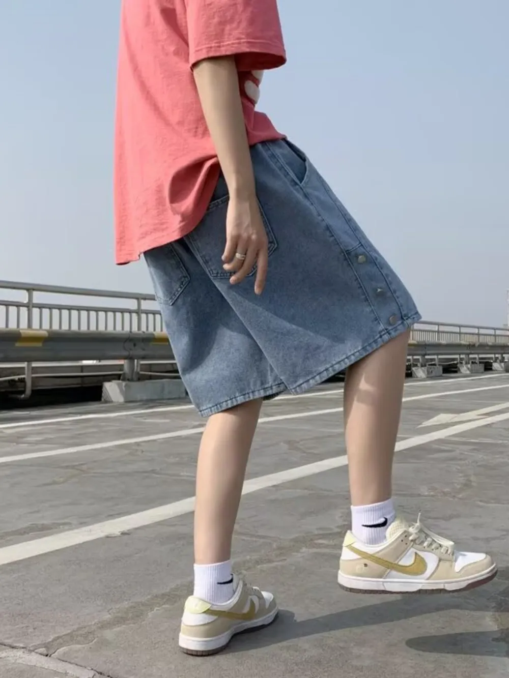 Men's Plus Size Casual Loose Fit Denim Shorts with Drawstring, image 4