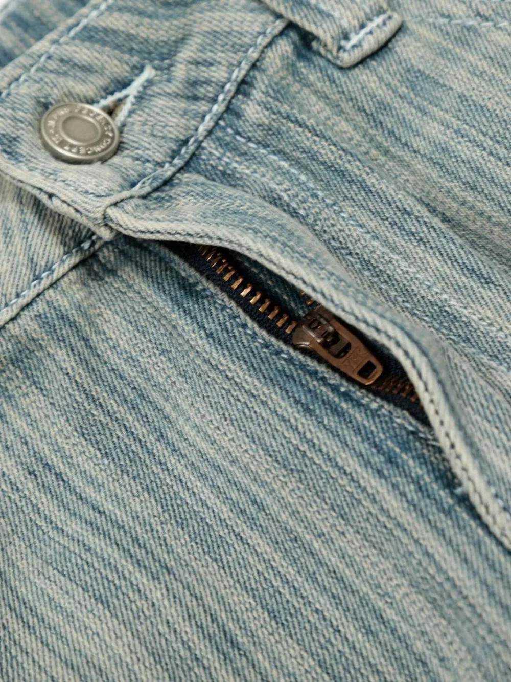 Men's Washed Pinstripe Wide Leg Jeans, image 15