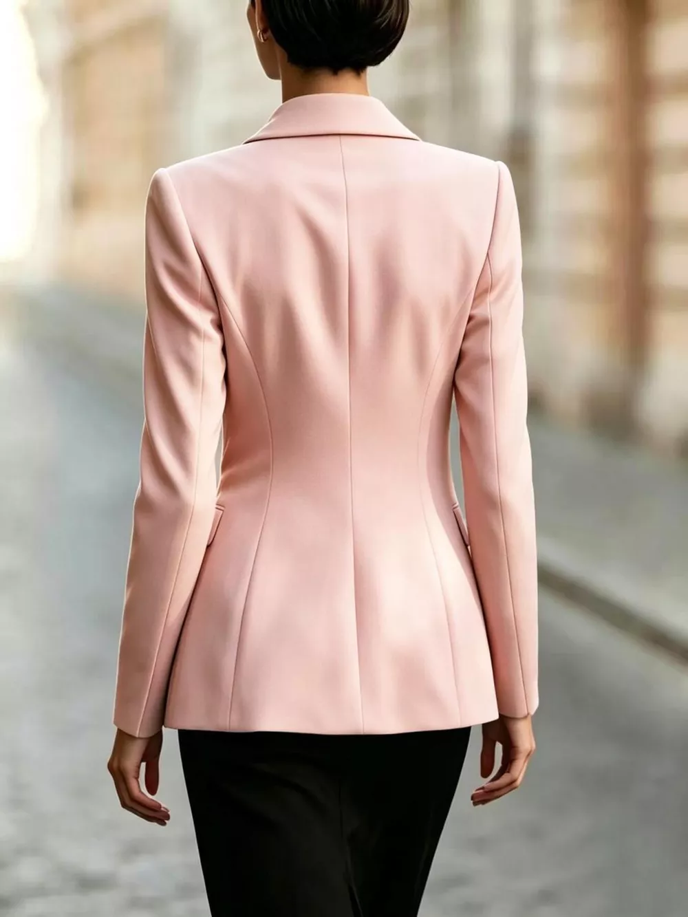 Tie-Front Lapel Collar Long Sleeve Blazer, image 2