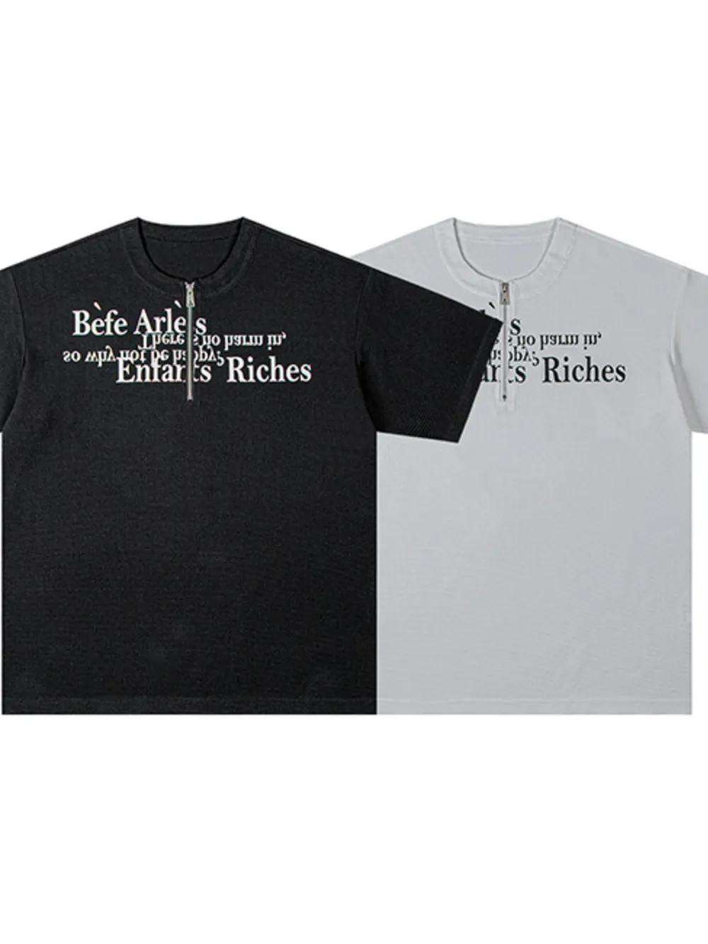 Men's Letter Quarter Zip Short Sleeve T-Shirt, image 5
