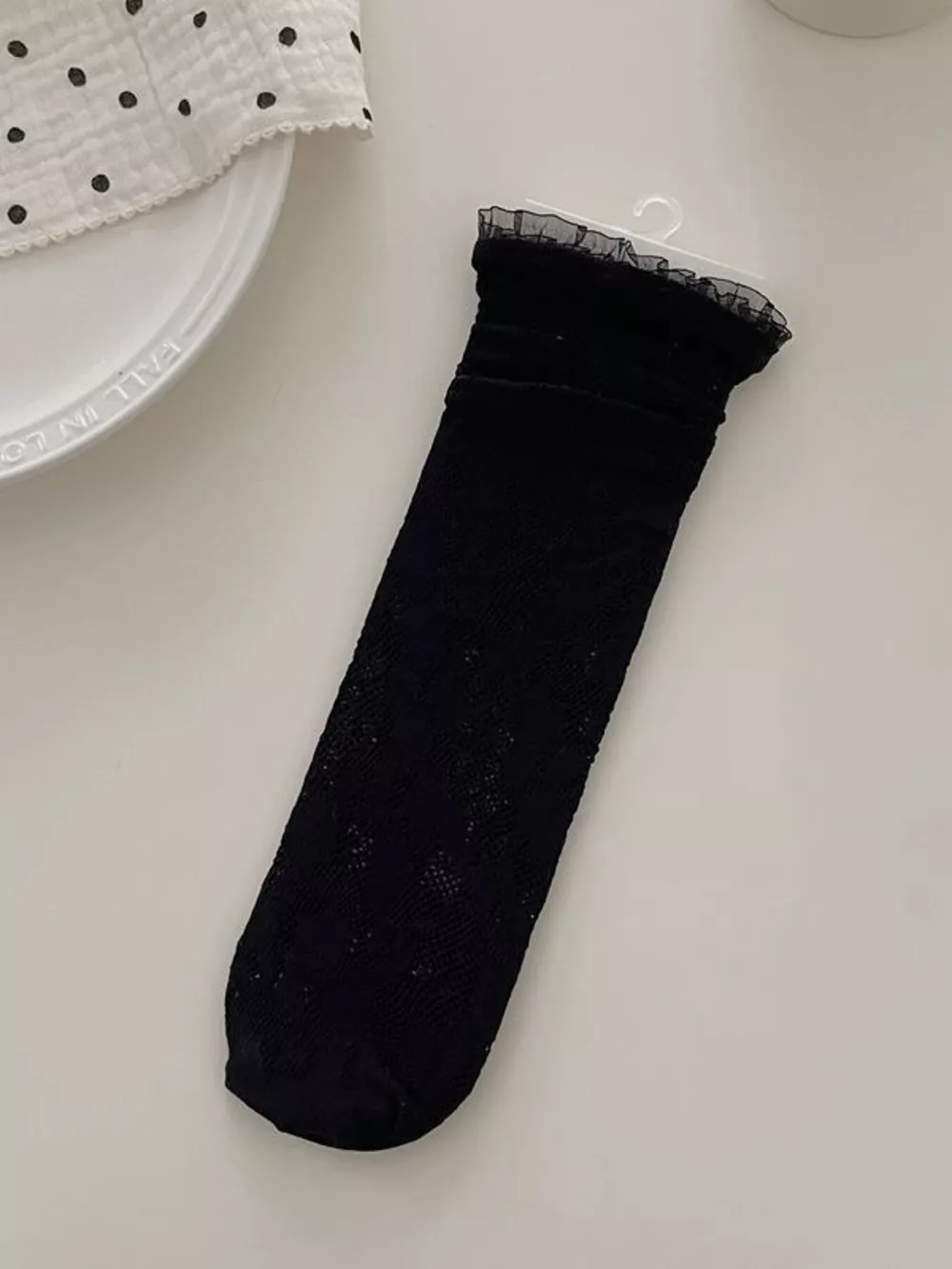 Lace Fishnet Mid-Calf Socks, image 6