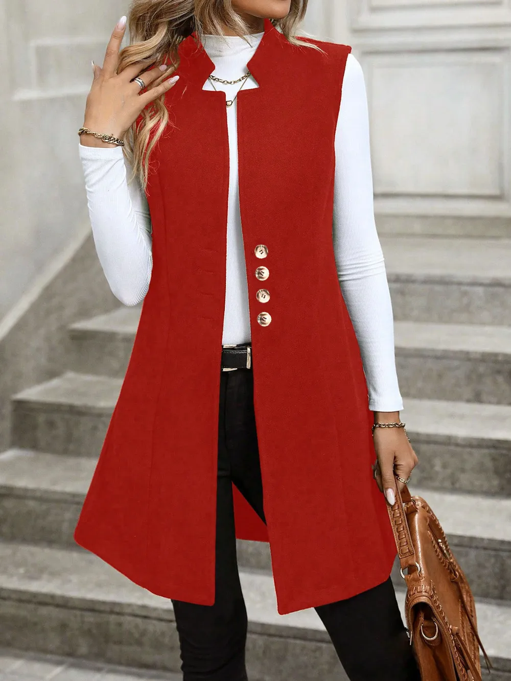 Button Up Longline Vest Coat, image 5
