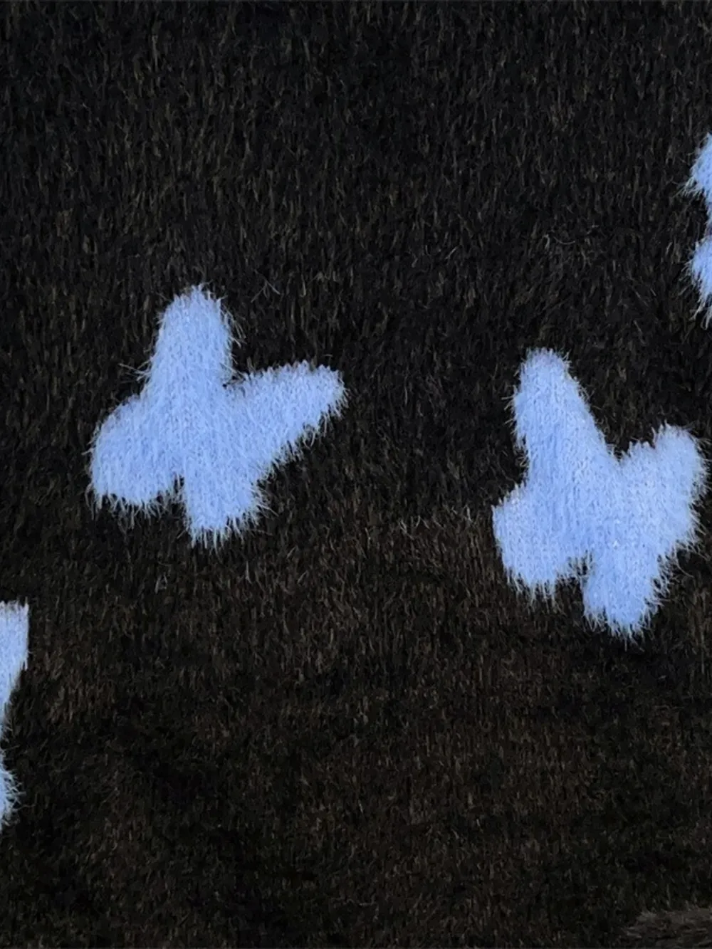 Men's Plus Size Fluffy Butterfly Round Neck Sweater, image 3