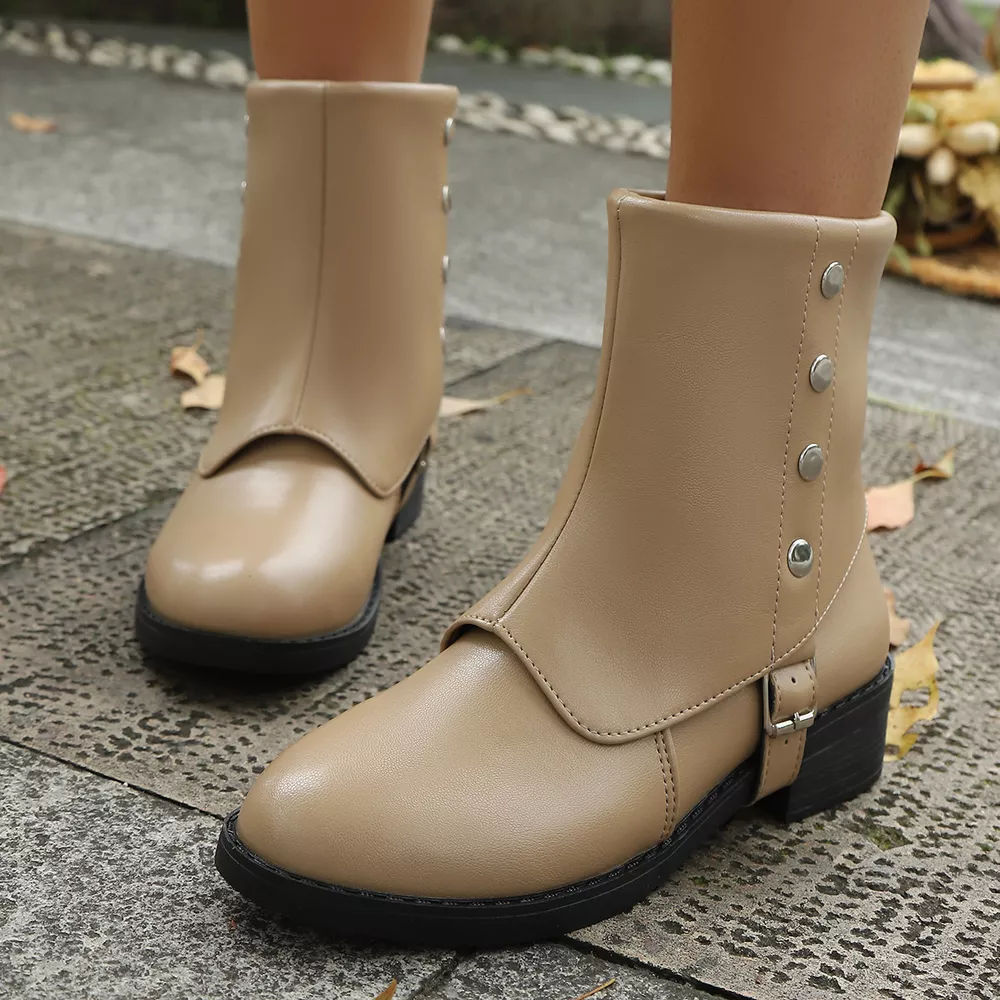 Round Toe Block Heels Boots, image 11