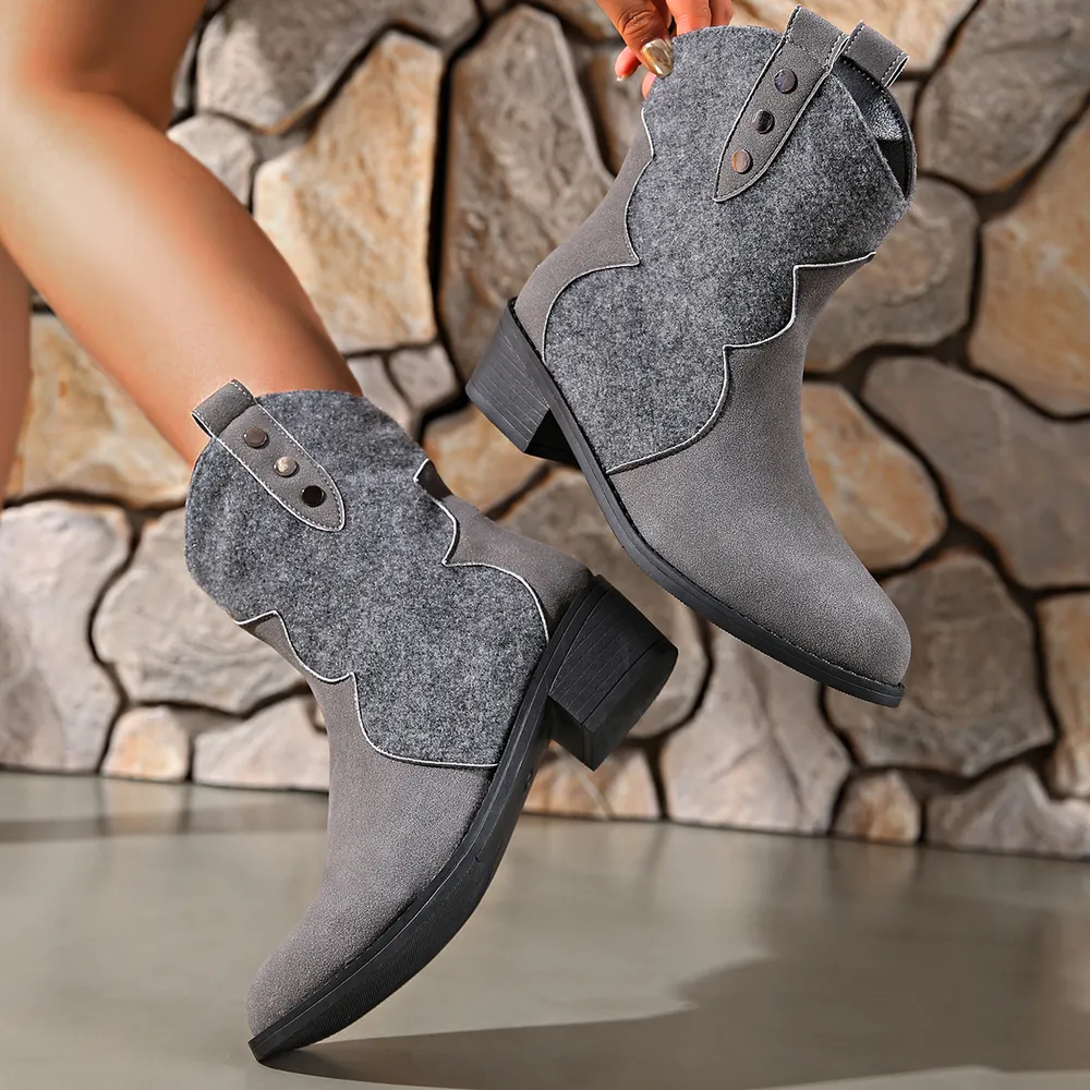 Round Toe Block Heels Boots, image 11