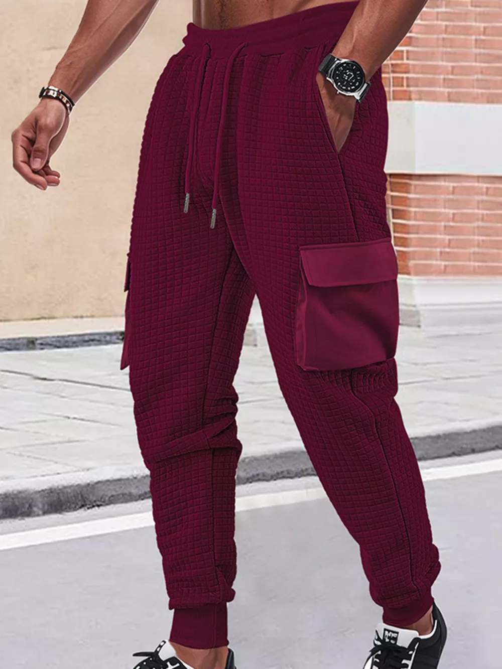 Men's Full Size Textured Cargo Joggers Plus Size, image 15