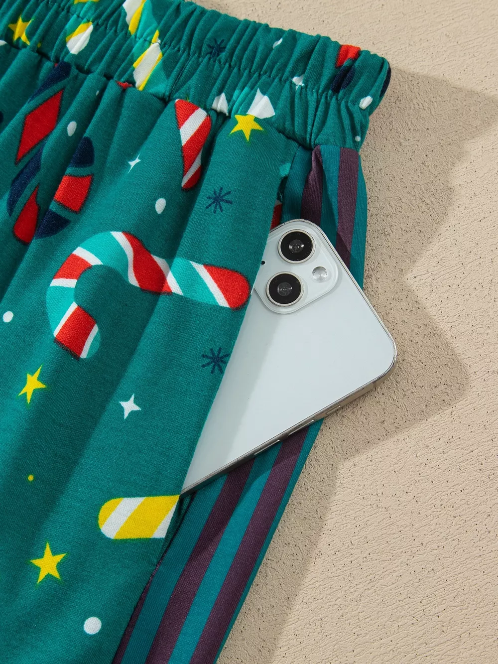 Abstract Candy Cane Print Long Sleeve Two Piece Lounge Set, image 13