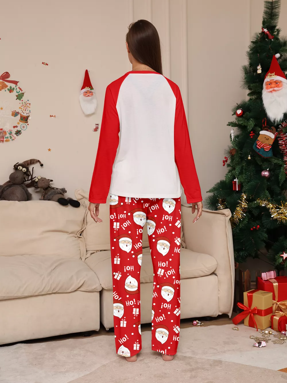 Full Size Matching Family Christmas Santa Claus Pajamas Set Plus Size, image 6