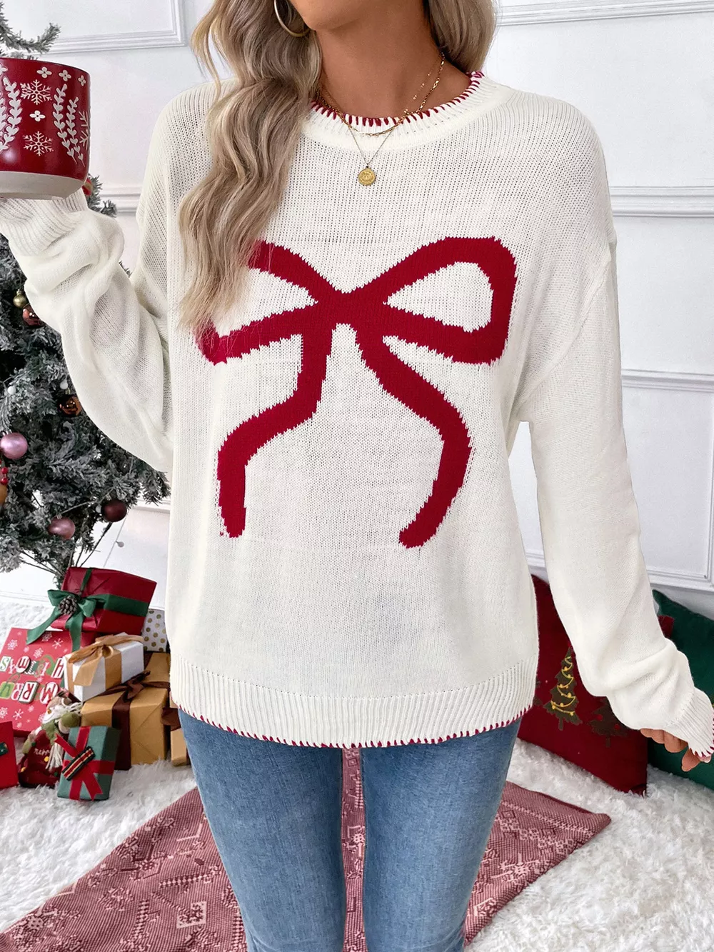 Bow Round Neck Sweater, image 4